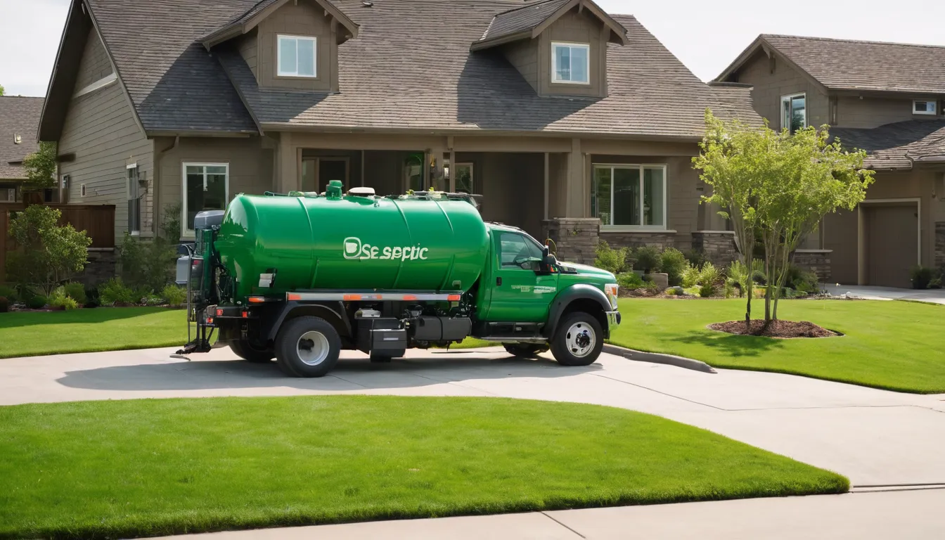 Friendly septic provider and a homeowner talking beside a pumping truck in a Kansas City yard